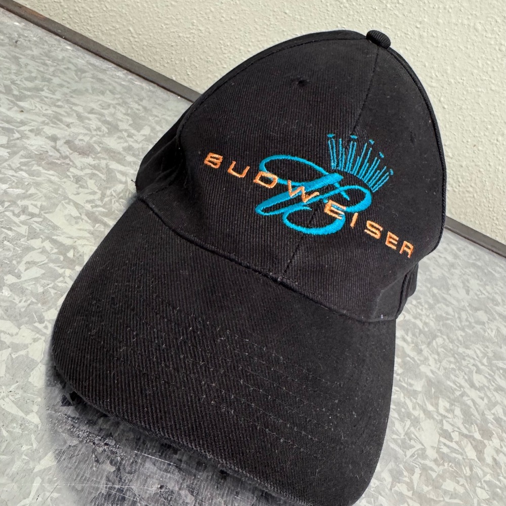 Budweiser Hat Mens OSFM Black Teal Orange‎ Embroidered Logo Good Baseball Cap
